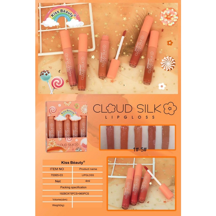 Set 5 cây son Cloud silk kissbeauty