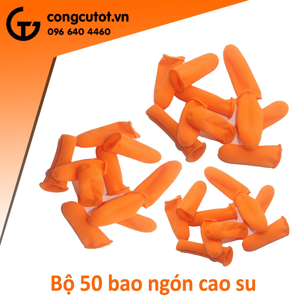 Bộ 50 bao tay cao su bảo vệ ngón chống trơn trượt