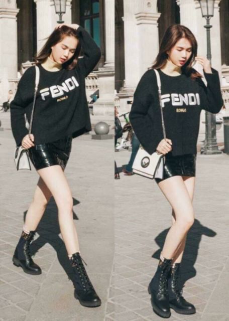 {XẢ kHO - Lỗ xỏ dây hơi han) Boot Cao Cổ Nữ Da Pha Len Hoạ Tiết Cam Zic Zắc | BigBuy360 - bigbuy360.vn