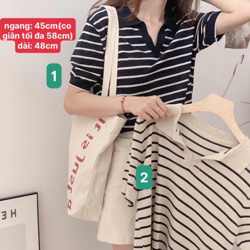 Áo len kẻ sọc cổ V phong cách hàn quốc ulzzang