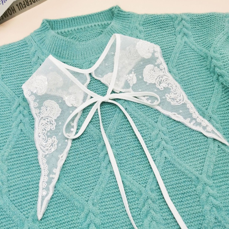 Cổ Áo Sơ Mi Giả Thêu Hoa Xinh Xắn Thời Trang Cho Nữ