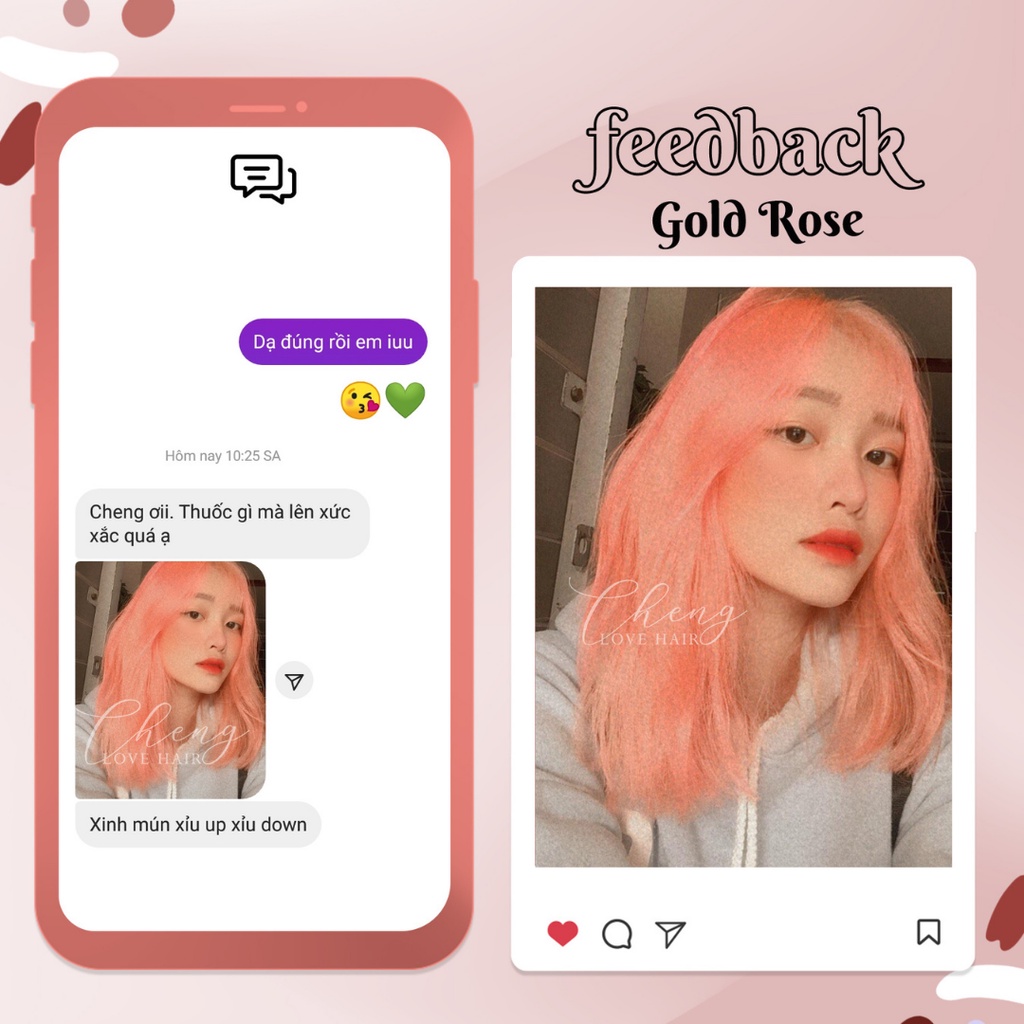 Thuốc Nhuộm Tóc Màu ROSE GOLD Kèm Tẩy | Chenglovehair, Chenglovehairs