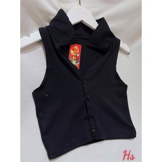 áo thun croptop 3 lỗ cổ bẻ cài cúc hs