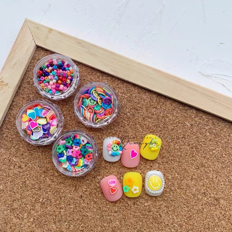 HOLIDAYNAIL Set 4 hủ phụ kiện trang trí móng style Hàn