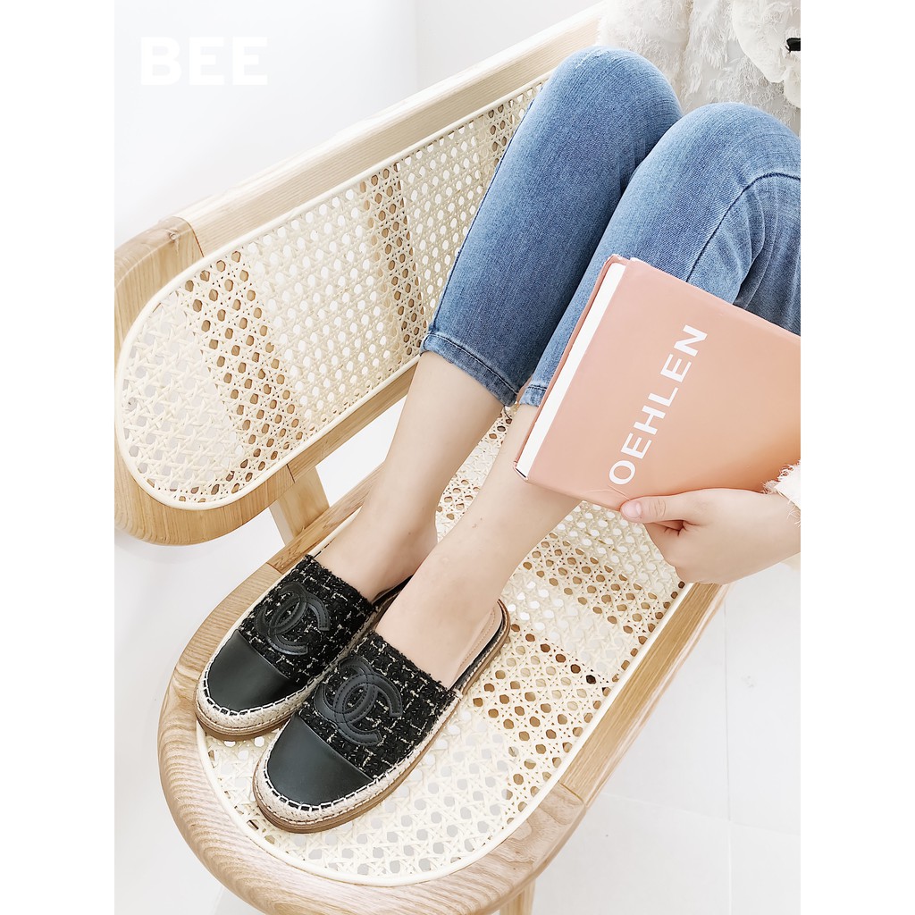 BEESHOES- GIÀY SỤC NƠ DA DẠ MỀM MŨI TRÒN - SỤC THỜI TRANG NỮ ĐẾ BỆT SIÊU ÊM VÀ MỀM MÀU ĐEN 2009022