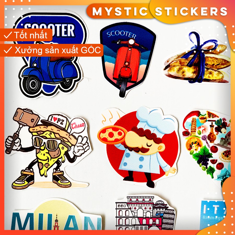 [ITALY] 27 Sticker chống nước trang trí,dán xe laptop mũ bảo hiểm vali...