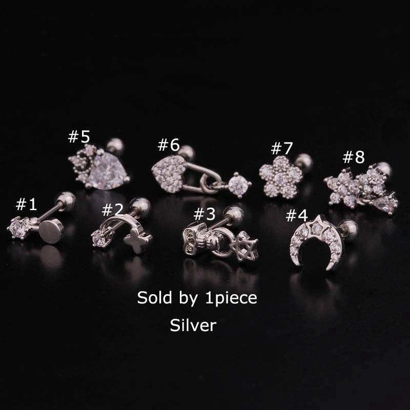 Khuyên tai bằng thép không gỉ đính đá zircon thời trang