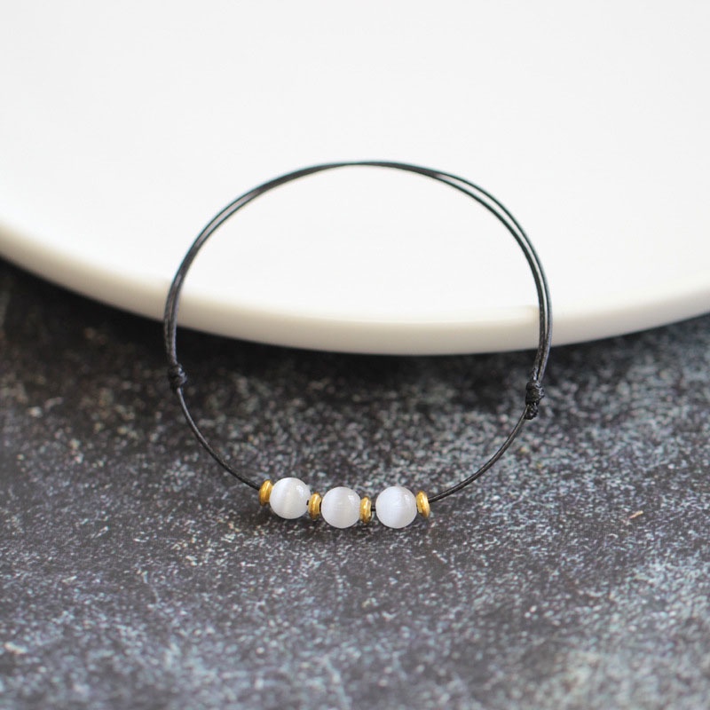 Vòng tay dây đỏ / đen đính đá opal nhân tạo sang trọng cá tính