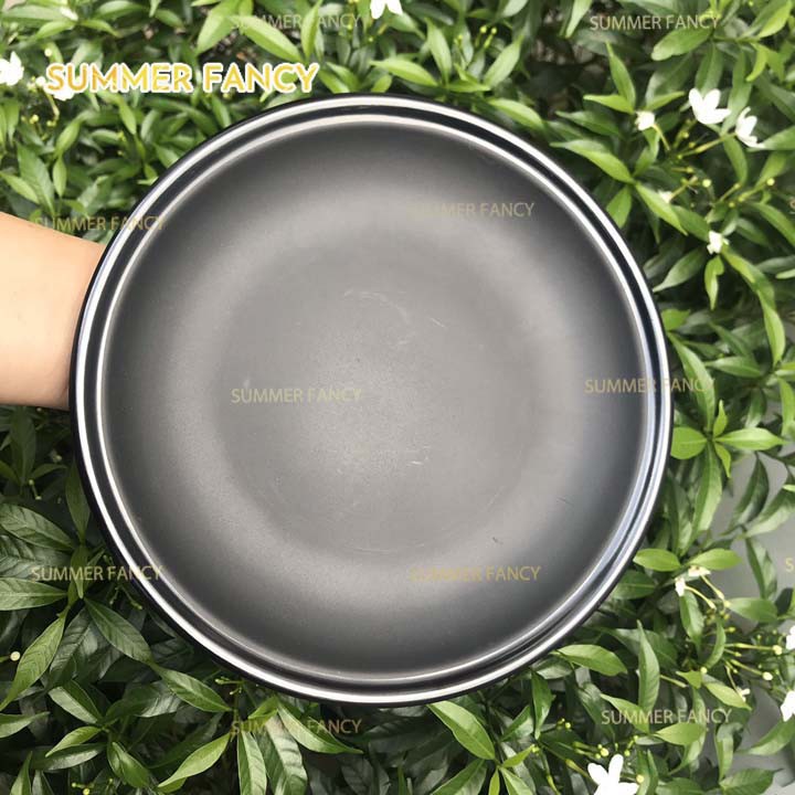 Dĩa tròn 18.5 x 1.9 cm nhựa melamine phíp nhám đen ngói  - Plate dish F-DA07N