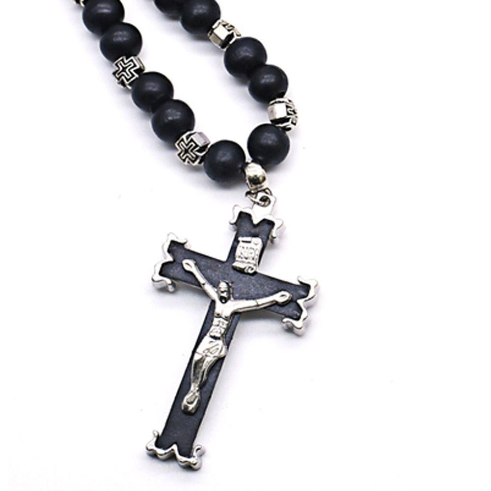 Vòng Cổ Choker Chuỗi Hạt Gỗ Mặt Thánh Giá Phong Cách Rock Gothic Thời Trang Cho Nữ