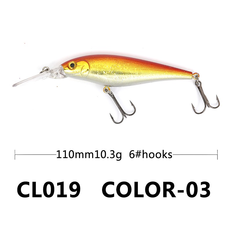 Mồi Giả Câu Cá 3D 11cm/10.3g Thiết Kế Sinh Động 0-2m Lặn sâu/Minnow Lure/Fishing Bait/Fishing Hook