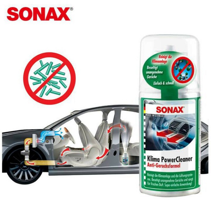 Sản Phẩm Chai khử mùi, diệt khuẩn và làm sạch điều hòa ô tô Sonax 323600: Sonax Car A/C cleaner 100ml