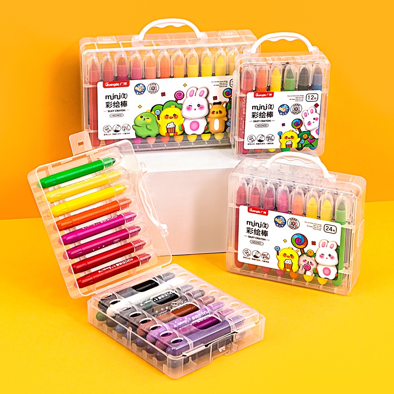 Bút sáp màu nước GuangBo 12-24-36 màu H02400-01-02 tặng kèm cọ vẽ - dùng được thành màu nước độc đáo