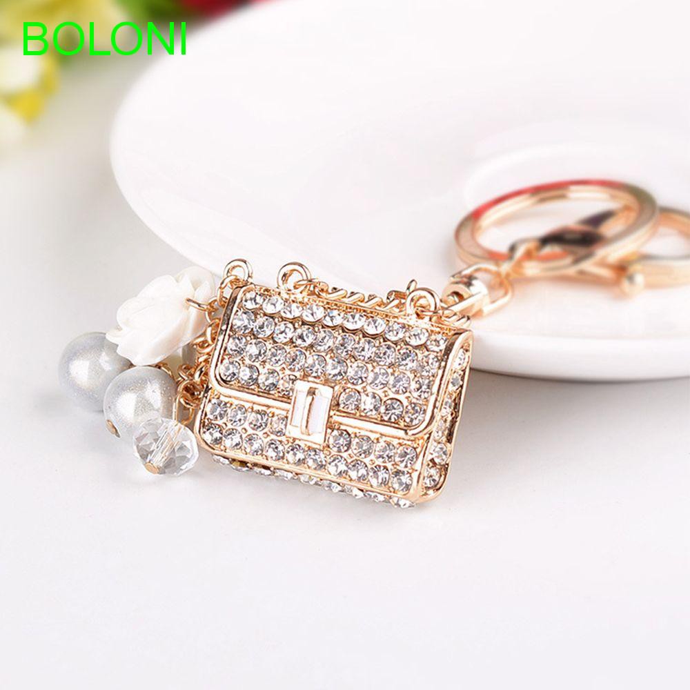 Móc khóa kim loại đính đá kim cương giả cỡ 15cm