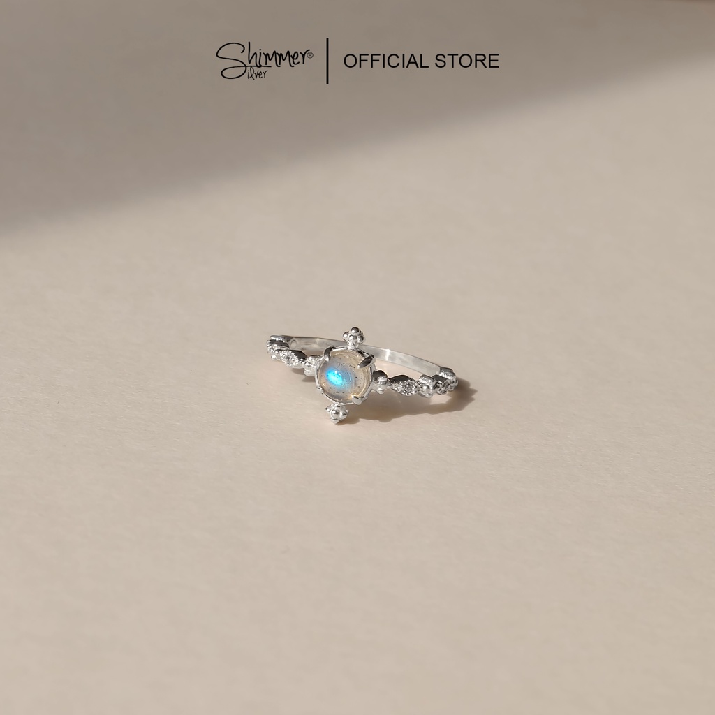 [PROMISE RING] Nhẫn Nữ Bạc 925 Cao Cấp SHIMMER SILVER Đá Mặt Trăng Thiên Nhiên LUNA MOONSTONE Phong Thủy May Mắn