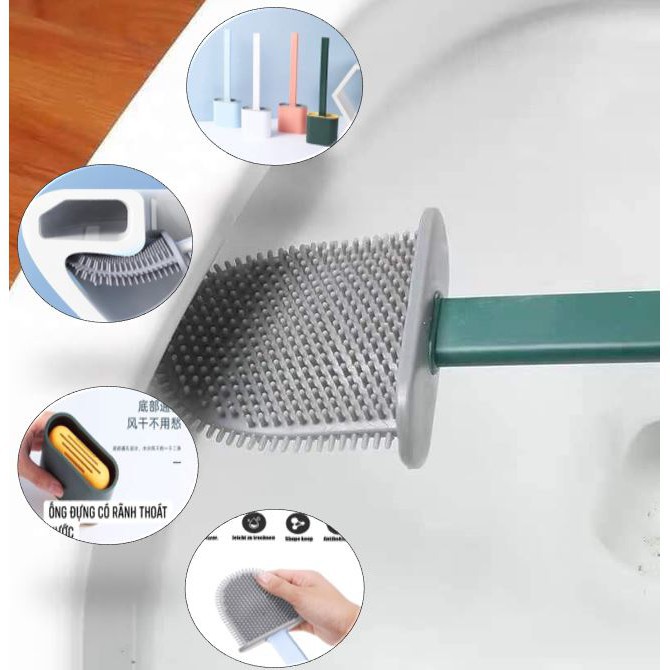 Cọ bồn cầu silicon siêu sạch, cọ vệ sinh toilet kèm hộp đựng 88185 SHOP TIỆN ÍCH