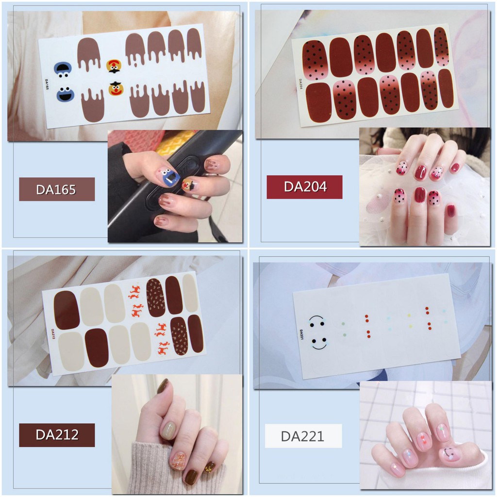 Sticker dán móng tay siêu xinh có sẵn keo dán không thấm nước, trang trí móng, đi chơi, dự tiệc, Nail wraps stickers P1