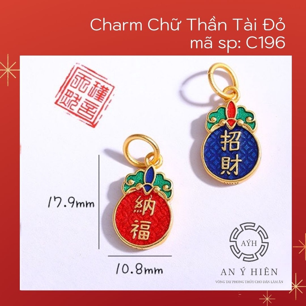 Charm Khóa chữ thần tài đỏ #C196 ( An Ý Hiên)