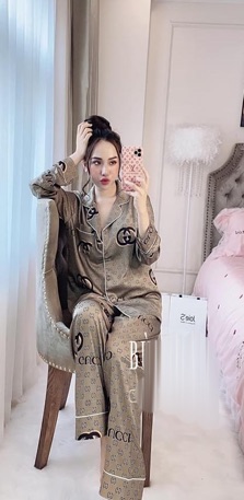 BỘ PIJAMA LỤA DÀI G U C C I CAO CẤP