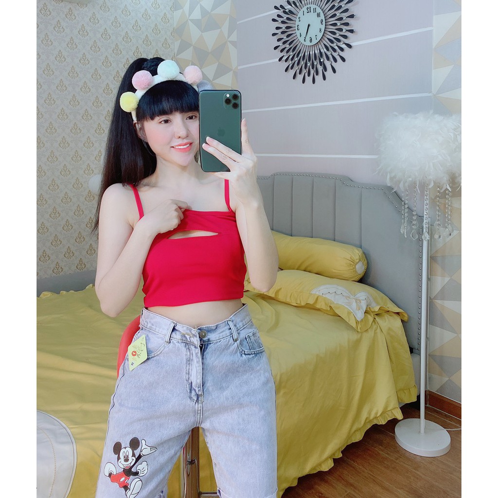 Áo 2 dây bozip cắt ngực cut out sexy hot hit siêu xinh