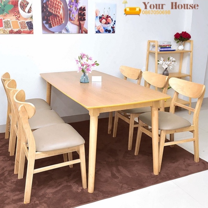 Bộ Bàn Ăn Ghế ManGo 1m6+ 6 ghế, 1m2 + 4 Ghế Gỗ Tự Nhiên Cao Cấp