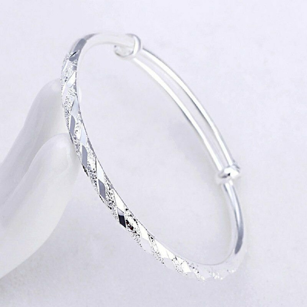 Cod Qipin Korean Width 4MM Retro Silver Cuff Bracelet Bring Lucky Adjustable Bangle Elegant Causal Gift