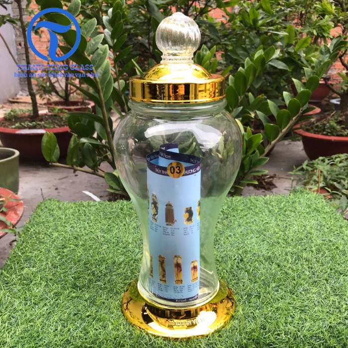 Bình ngâm rượu sâm thủy tinh  Phú Hoà 3 lít có van và không van