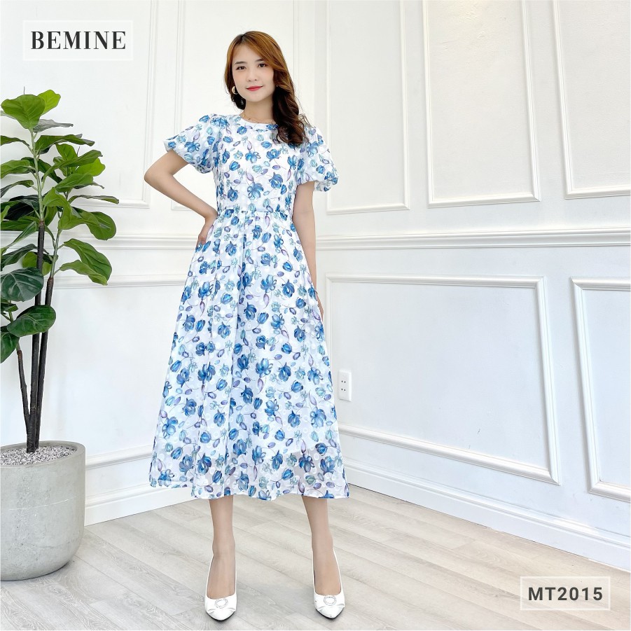Đầm bông tay phồng dáng dài BEMINE MT2015TRANG | BigBuy360 - bigbuy360.vn