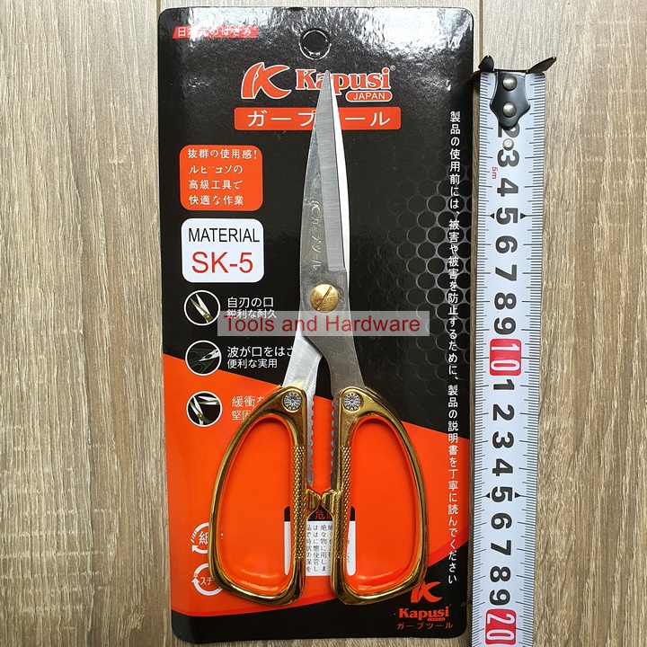 [Ảnh thật] [Chính hãng] BỘ ĐÔI KÉO NHÀ BẾP ĐA NĂNG CẮT ĐỒ ĂN HÃNG KAPUSI JAPAN, cán kim loại mạ vàng sang trọng