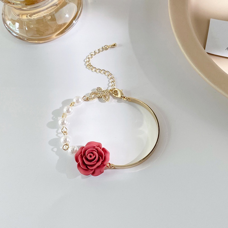 ✨✨Vòng Tay Hoa Trà Trắng Đính Ngọc Trai