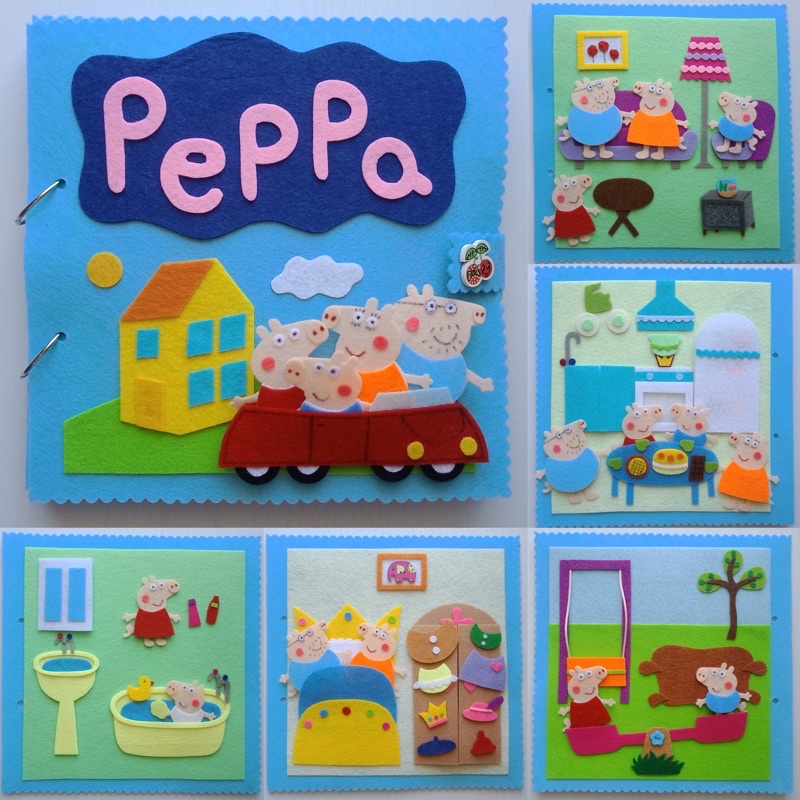 Sách vải Gia đình lợn Peppa (Hình thật 100%) - Peppa Big Quiet book - Tulip Store Handmade