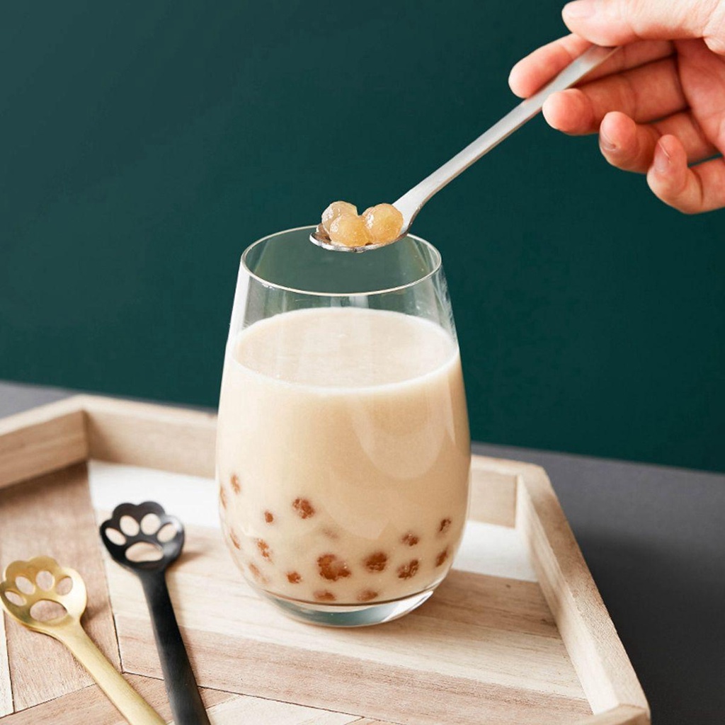 Muỗng Cà Phê Bằng Thép Không Gỉ Hình Dấu Chân Chó Mèo Dễ Thương