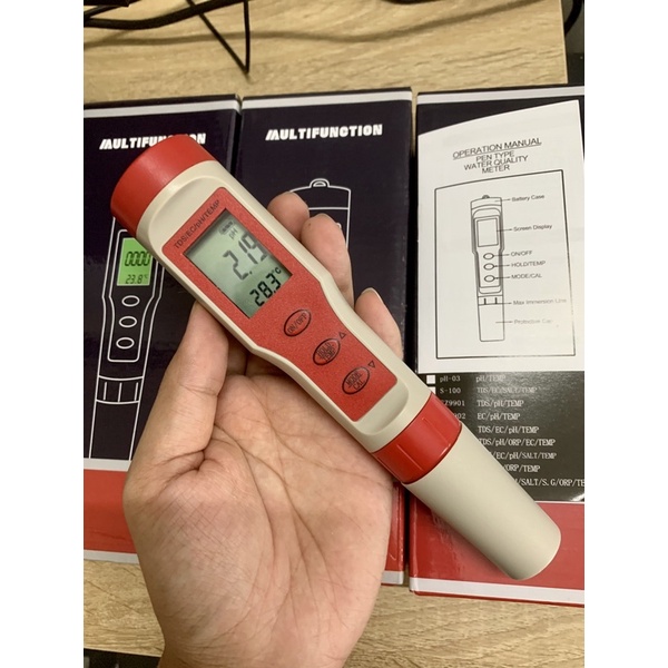 Bút đo pH/TDS/EC/Temp 4 in 1 màn hình LCD độ chính xác cao