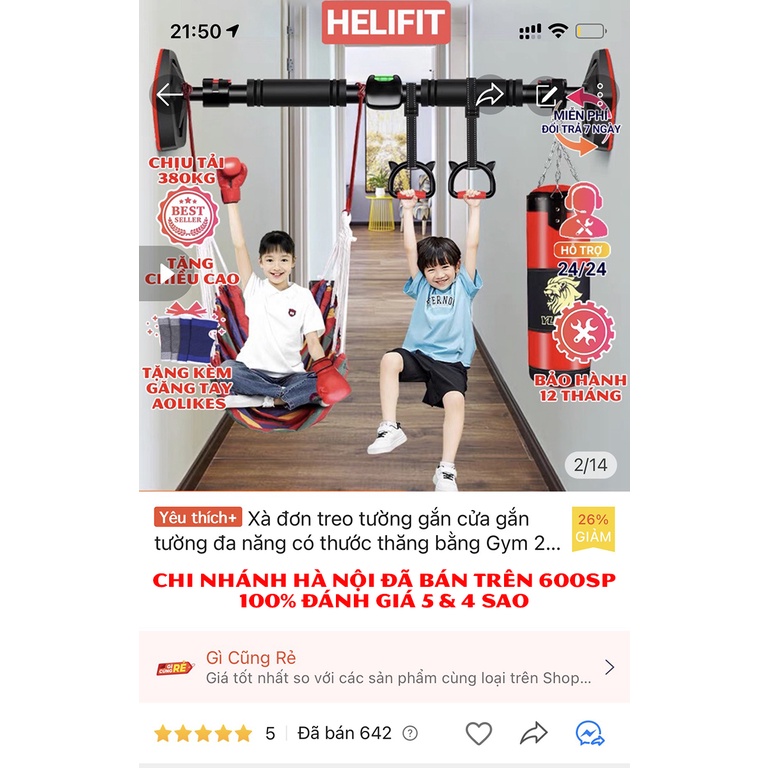 Xà đơn gắn cửa treo tường đa năng gym tại nhà có thước thăng bằng 2022 FITEZY HCM