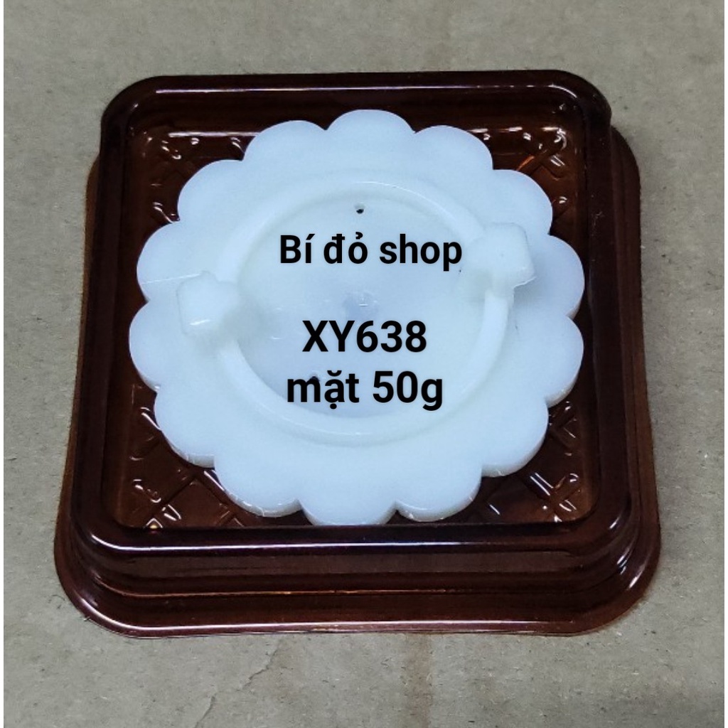 Set 50 Hộp PET vuông loại tốt XY638 đựng bánh trung thu 30g, 50g