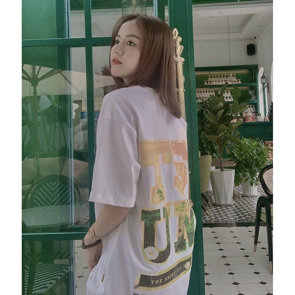 Áo thun unisex form rộng thêu chữ rừng cây vàng chuẩn cực đẹp cho cô nàng và anh chàng năng động