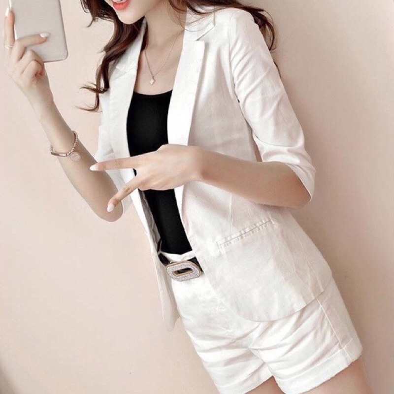 Set bộ vest kaki short 4 món như hình size M L Xl 2Xl