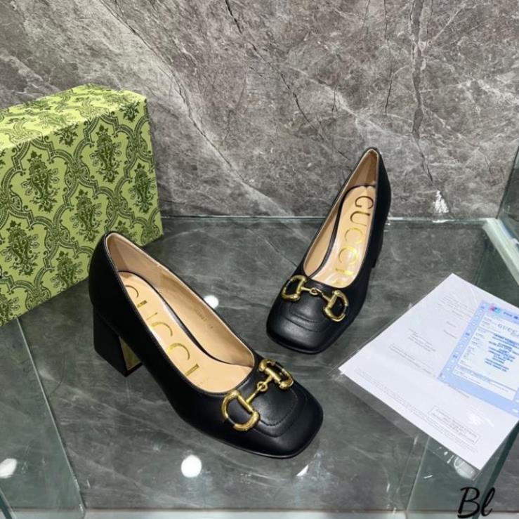 Giầy Gucci Gót Trụ 2 Màu Trắng Đen Full Size 35-39