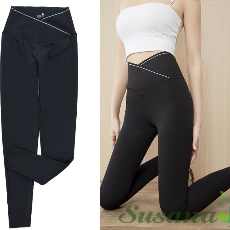 Quần Legging Nữ cạp chéo co giãn Lesusana chất đẹp