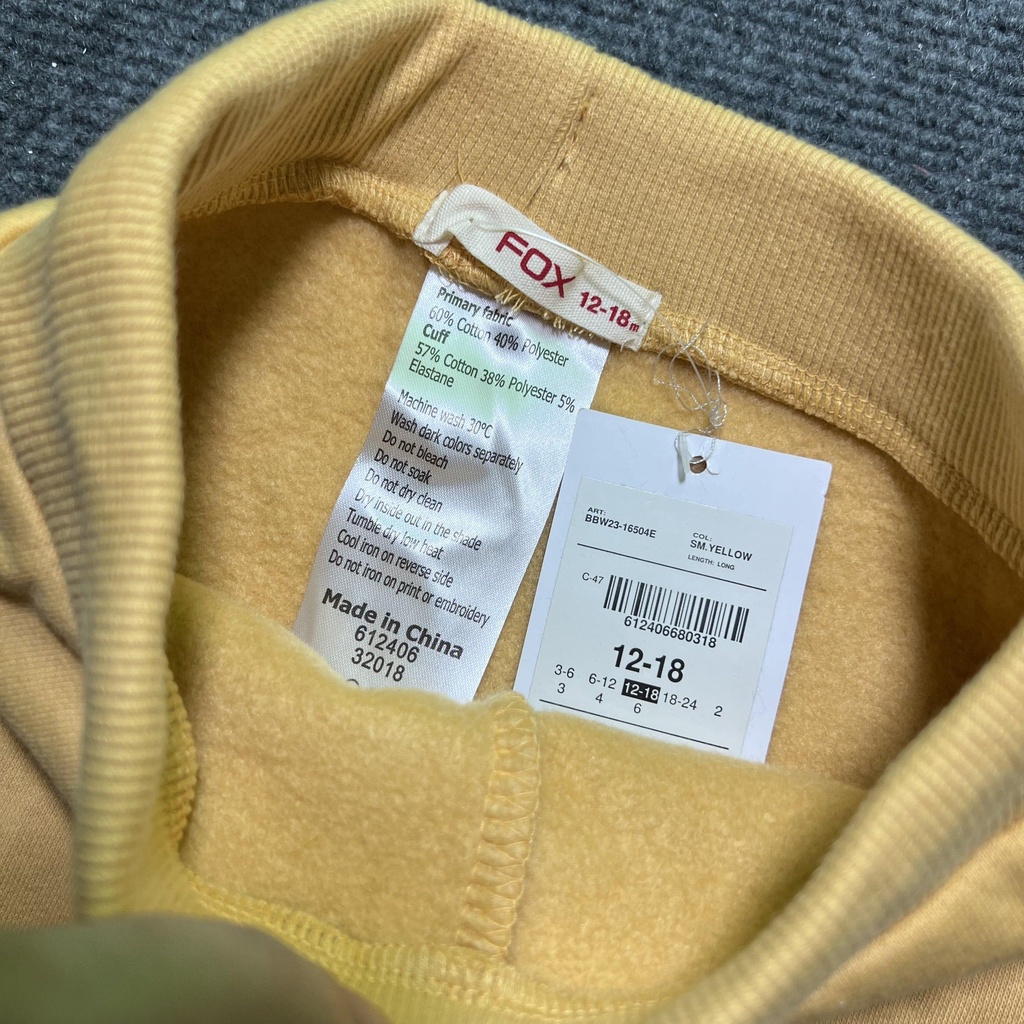 Quần dài jocger nỉ bông 2 màu của FOX và DC cho bé trai từ 3m - 6y