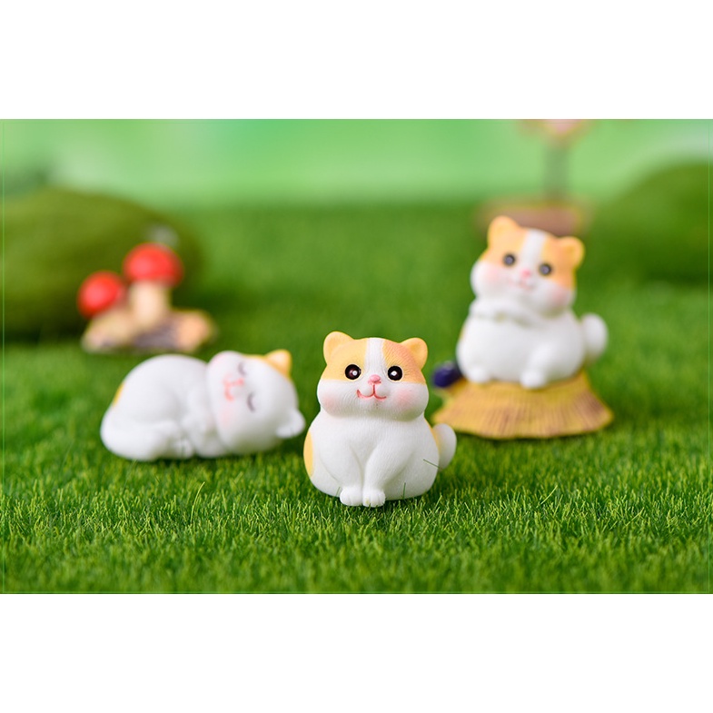 Mô hình bầy mèo nhỏ màu cam dễ thương cho các bạn trang trí tiểu cảnh, terrarium, DIY
