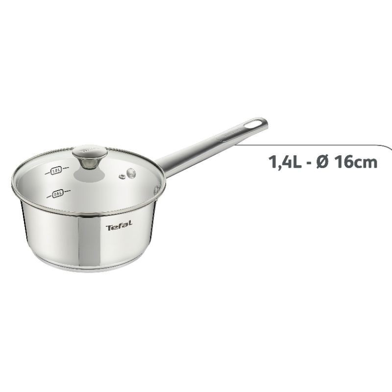 Tefal- Bộ Inox Simpleo B907S644 đẹp đến nao lòng gồm quánh size 16cm, nồi size 20cm và 24cm phù hợp với mọi loại bếp