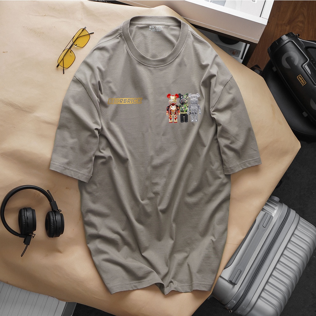 bigsize Áo thun cotton bigsize nam in hình bearrick nhỏ 50-130kg