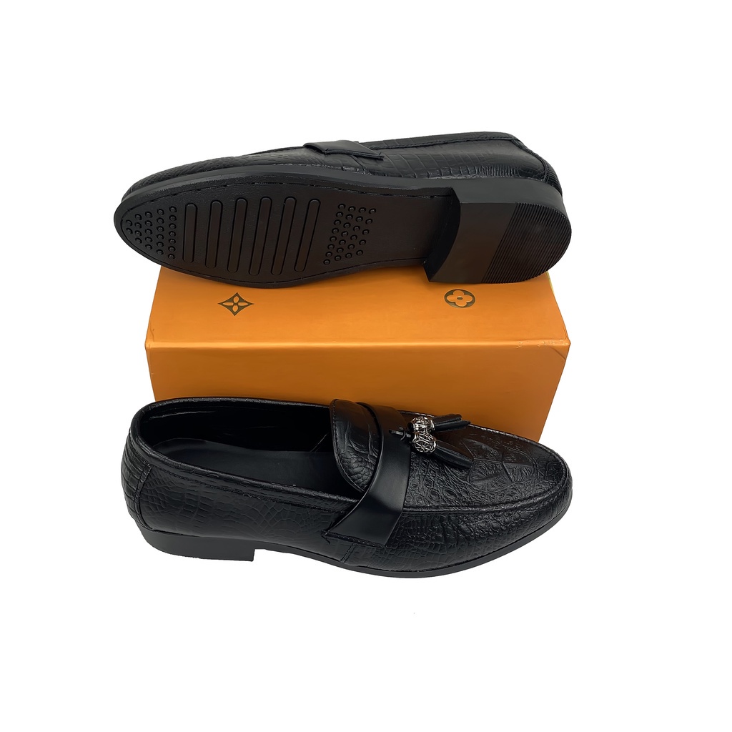 Giầy Lười Nam ⭐️ Penny loafer kết hợp chuông  thời trang , da dập vân ,đế cực êm chân