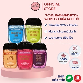 Combo 3 chai gel rửa tay khô Bath and Body Work Ngẫu Nhiên Tặng 3 giấy thơm bounce Mỹ