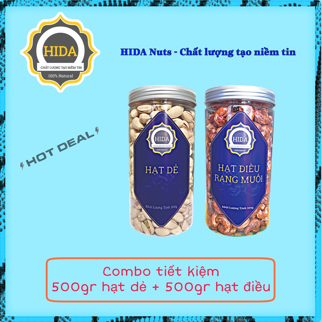 [Combo siêu tiết kiệm] 500 gram hạt dẻ cười và 500gram hạt điều vỏ lụa rang muối