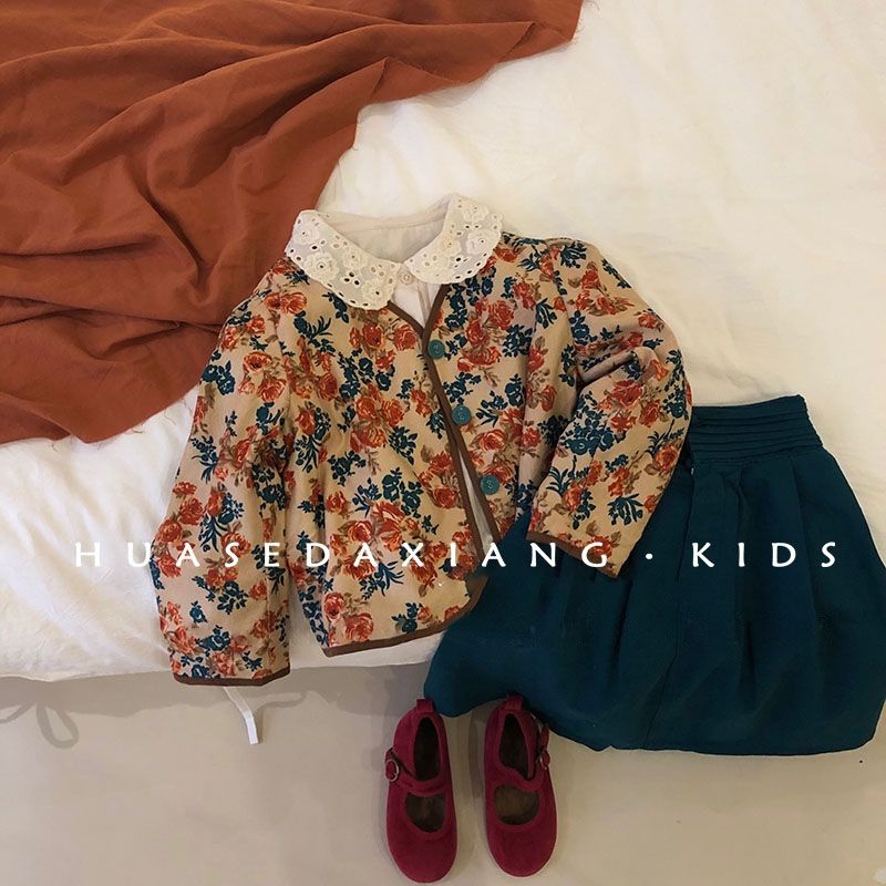 Áo Khoác Cardigan Họa Tiết Hoa Thời Trang Mùa Thu 2022 Mới Cho Bé Gái