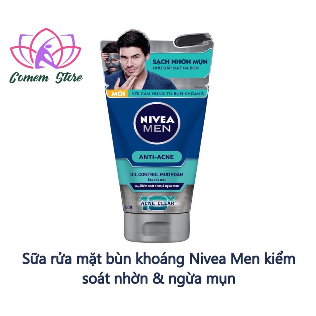 Sữa rửa mặt bùn khoáng Nivea Men kiểm soát nhờn & ngừa mụn