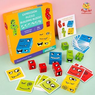 Đồ chơi boardgame 12 khối lập phương rubic thay đổi cảm xúc tâm trạng bằng gỗ- ghép khối hình biểu cảm khuôn mặt