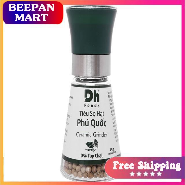 [FREESHIP]Tiêu sọ hạt Phú Quốc có nắp xay DH Foods hũ 45g| TẶNG MÃ GIẢM GIÁ| GIA VỊ NẤU ĂN| GIA VỊ NÊM